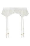 Kilo Brava Embroidered Mesh Garter Belt In White