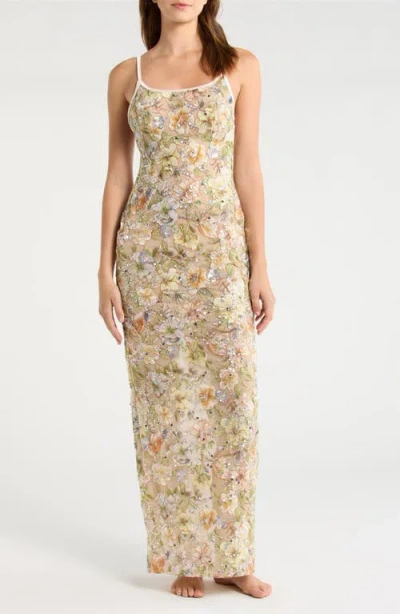 Kilo Brava Embroidered Sequin Nightgown In Gold