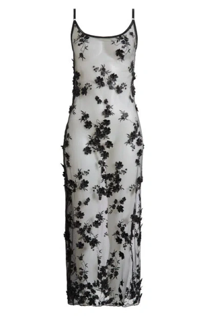 Kilo Brava Embroidered Sheer Chemise In Black