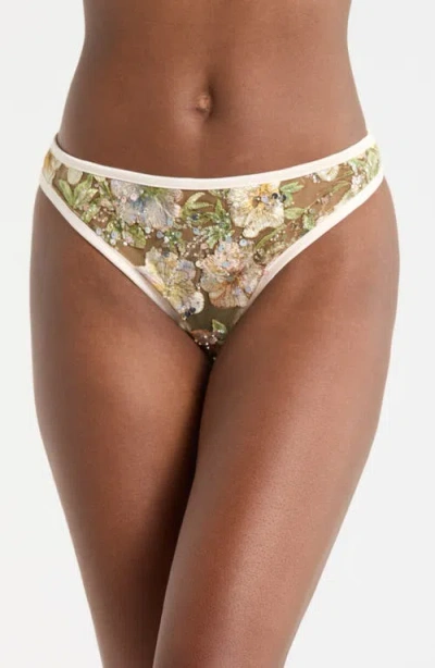 Kilo Brava Embroidered Thong In Gold