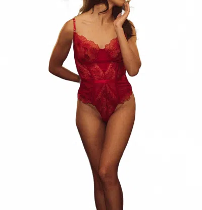 Kilo Brava Embroidered Underwire Bodysuit In Scarlett In Red