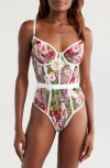 Kilo Brava Embroidered Underwire Bodysuit In Multicolor Floral