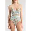 Kilo Brava Embroidered Underwire Bodysuit In Powder Blue Multi