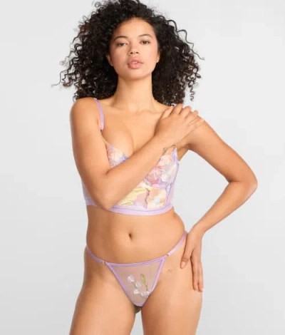 Kilo Brava Embroidery Floral G-string In Purple