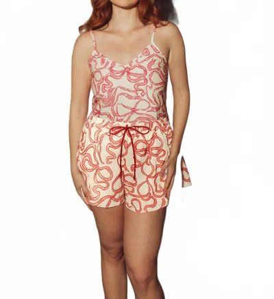 Kilo Brava Flannel Collection Cami & Short Set In Dancing Bows In Multi