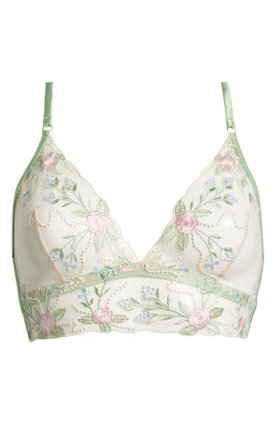 Kilo Brava Floral Embroidered Longline Bralette In Doll Floral