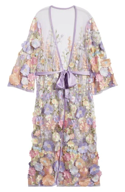 Kilo Brava Floral Embroidered Maxi Dressing Gown In Pastel Floral