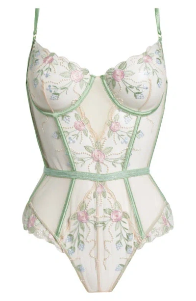 Kilo Brava Floral Embroidered Underwire Teddy In Doll Floral