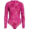 Kilo Brava Floral Lace Long Sleeve Teddy In Purple