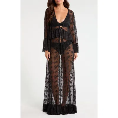 Kilo Brava Floral Lace Maxi Robe In Black