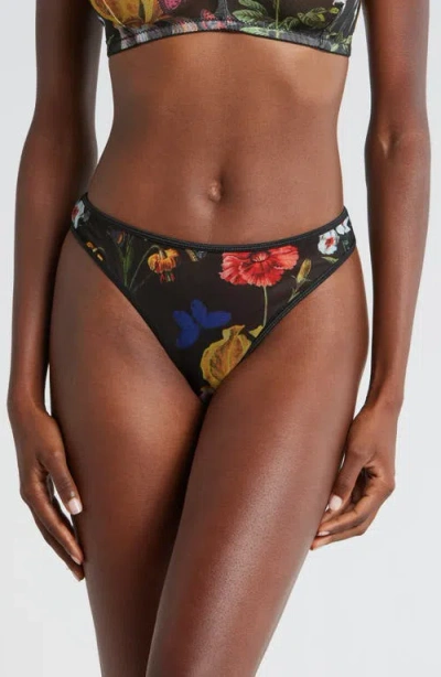 Kilo Brava Floral Mesh Thong In Botanical Garden