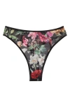 Kilo Brava Floral Print Mesh Thong In Black