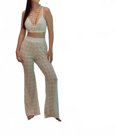 Kilo Brava Geo Lace High Rise Flare Pants In Beige In Green