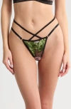 Kilo Brava Hydrangea Strappy Embrodiered Mesh Thong In Hydrangea Night