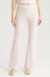 Kilo Brava Lace Trim Stretch Modal Flare Pants In Ditsy Pink Floral