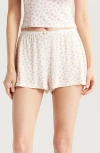 Kilo Brava Lace Trim Stretch Modal High Waist Shorts In Ditsy Pink Floral