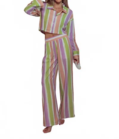 Kilo Brava Long Pj Set In Painted Stripe In Multi
