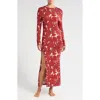 Kilo Brava Long Sleeve Maxi Nightgown In Fallen Leaves