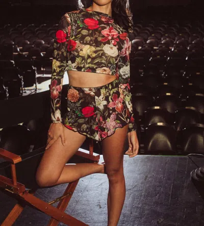 Kilo Brava Mesh High Waisted Shorts In Garden Of Eden In Multi