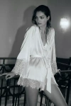 Kilo Brava Satin Lace Robe In White