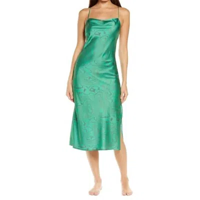 Kilo Brava Satin Slip Dress In Malachite In Gray