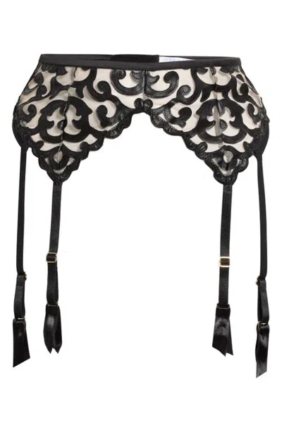 Kilo Brava Scroll Garter Belt In Black