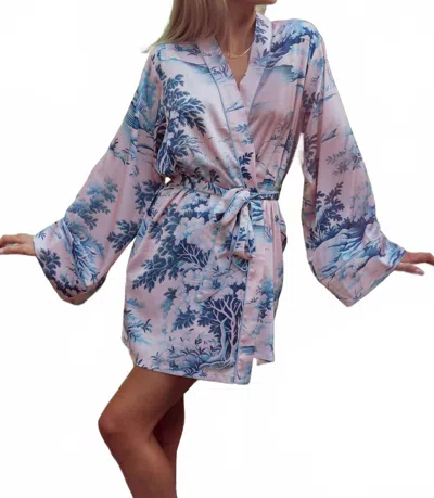 Kilo Brava Short Robe With Side Seam Pockets In Spring Toile In Blue