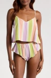 Kilo Brava Stripe Crop Camisole & Tap Shorts Set In Painted Stripe