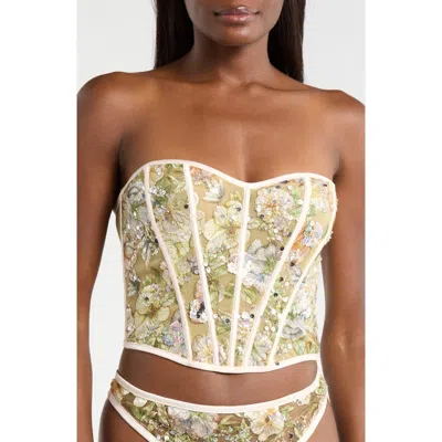 Kilo Brava Sweetheart Embroidered Bustier In Gold