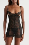 Kilo Brava Underwire Chemise & G-string Set In Black