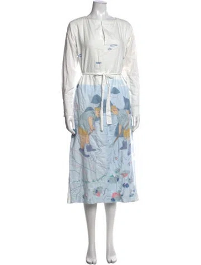 Pre-owned Kilometre Paris Graphic Print Long Dress In White