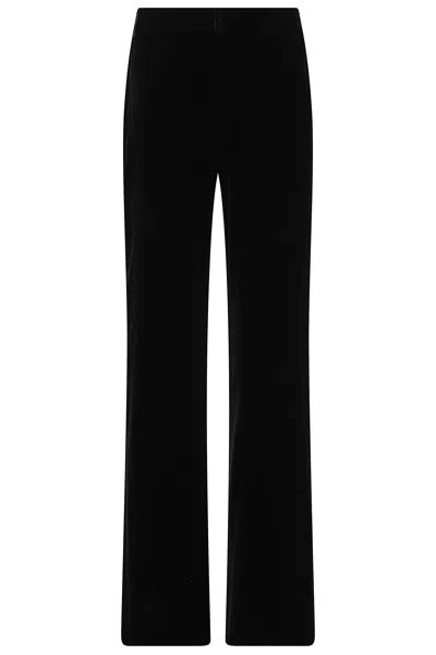 Kiltie Andrea Black Viscose-blend Velvet Straight-leg Pants