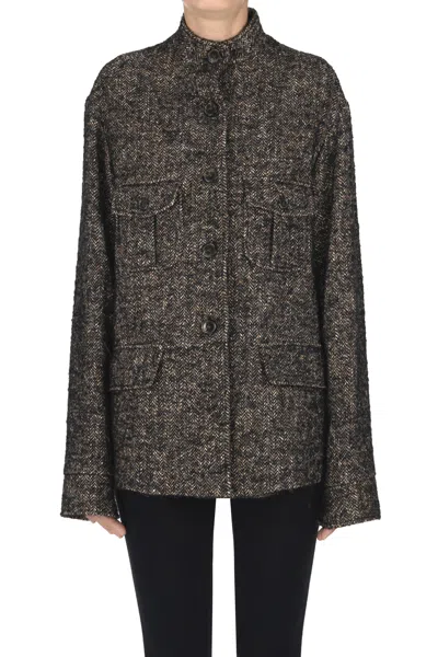 Kiltie Angel Harringbone Jacket In Purple