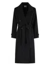 Kiltie Belted Double-breasted Coat In Black