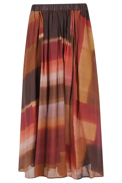 Kiltie Brown Jasmine Patterned Cotton Maxi Skirt In Multi