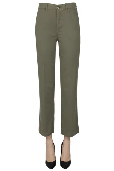 Kiltie Cotton And Tencel Chino Trousers In Green