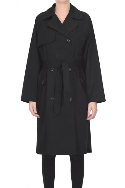 Kiltie Double Breasted Trench In Black