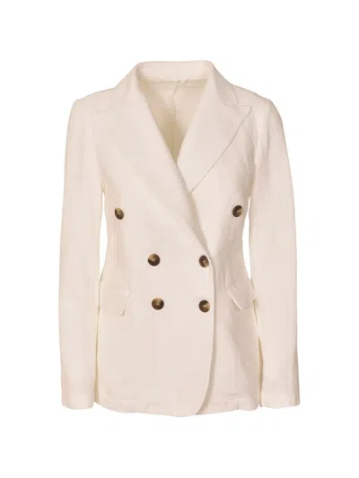 Kiltie Double-breasted Blazer In Neutral