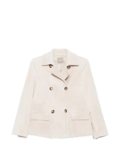 Kiltie Double-breasted Corduroy Blazer In Neutral