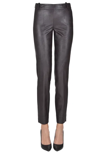 Kiltie Eco-leather Trousers In Brown