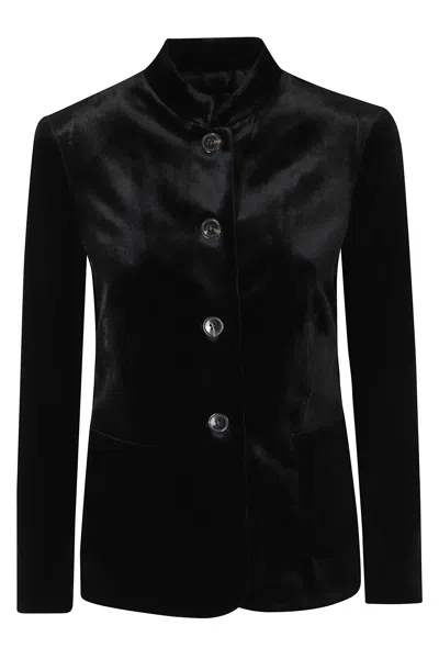 Kiltie Ginevra Black Single-breasted Velvet Blazer