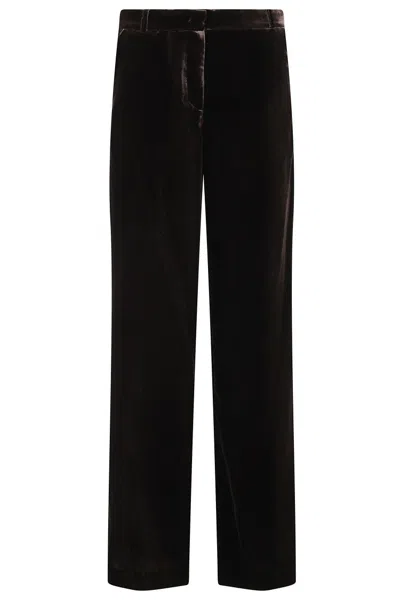 KILTIE HIGH-WAISTED DARK BROWN VELVET ANDREA PANTS