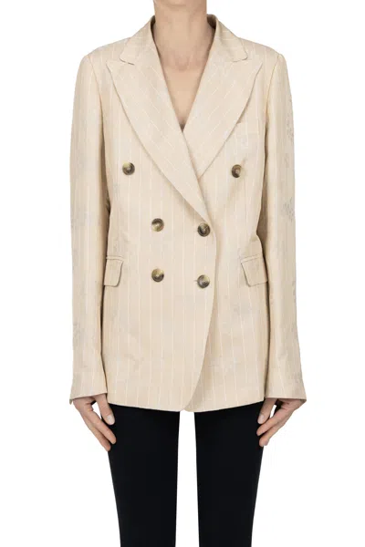 Kiltie Jacquard Fabric Blazer In Neutral