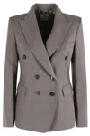 Kiltie Double-breasted Herringbone Jacket In Gray