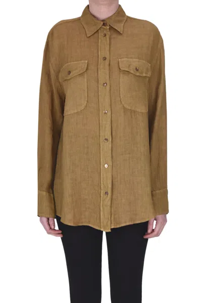 Kiltie Linen Shirt In Light Brown