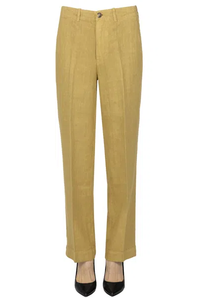Kiltie Linen Trousers In Brown