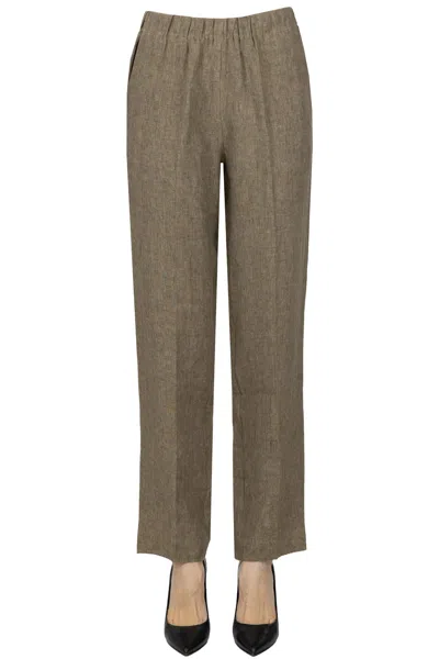 Kiltie Linen Trousers In Brown