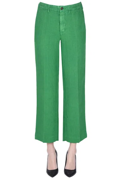 Kiltie Linen Trousers In Green