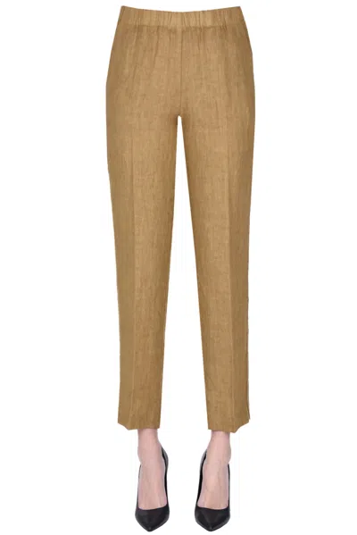 Kiltie Linen Trousers In Light Brown