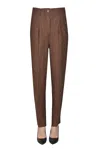 Kiltie Linen Trousers With Darts In Brown